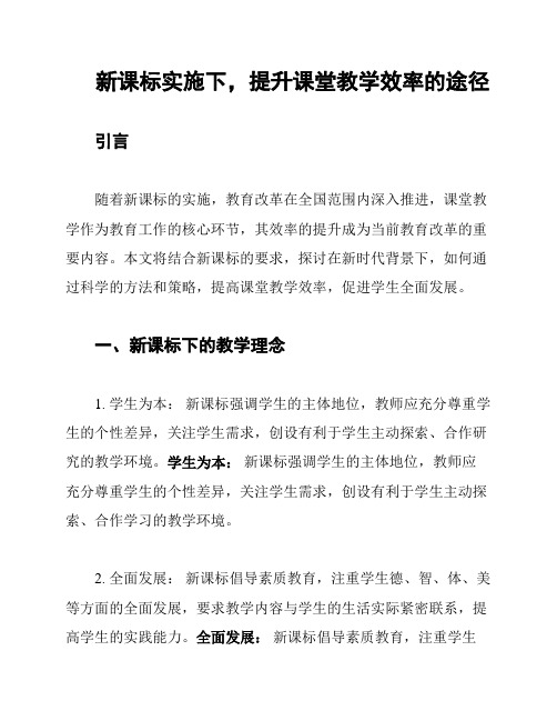 新课标实施下,提升课堂教学效率的途径