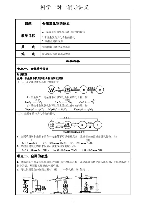 金属氧化物的还原讲义