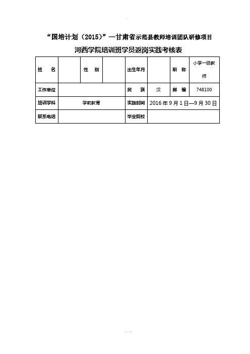 返岗实践考核表