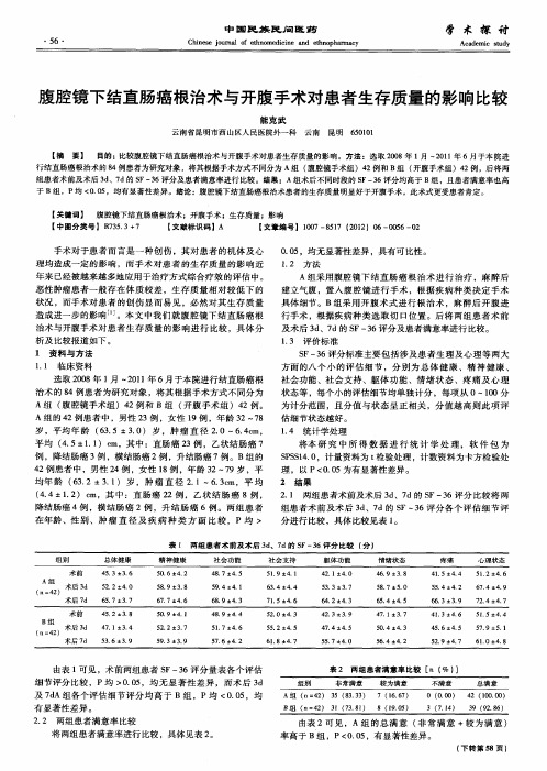 腹腔镜下结直肠癌根治术与开腹手术对患者生存质量的影响比较