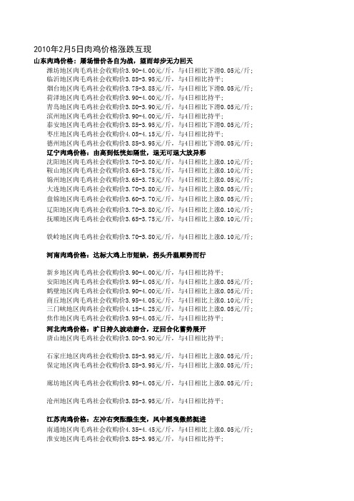 历年肉鸡毛鸡价格