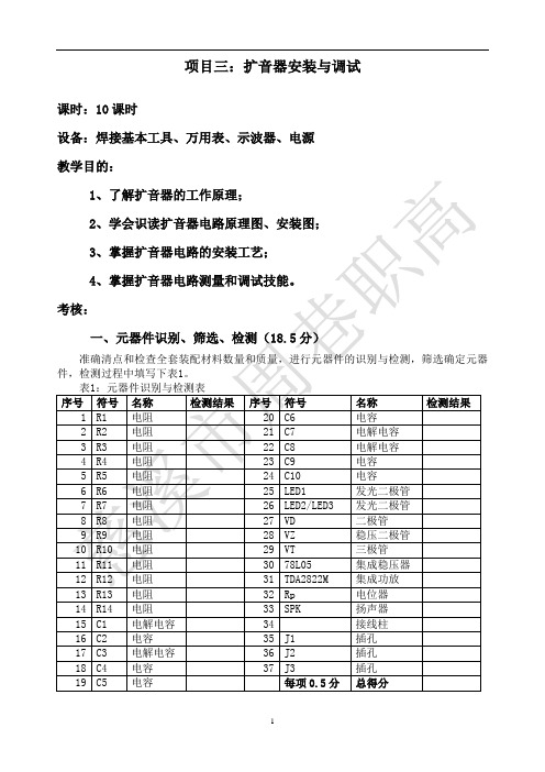 项目三：扩音器安装与调试