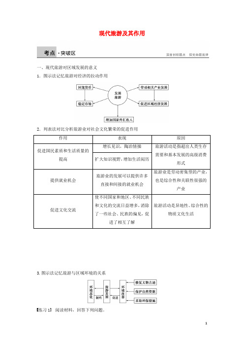 新高中地理第一章现代旅游及其作用学案新人教版选修3