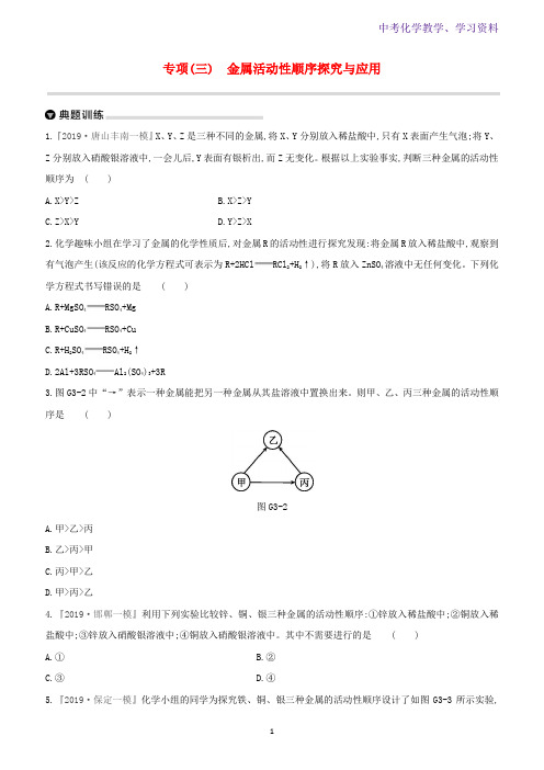 河北专版中考化学复习方案专项03金属活动性顺序探究与应用