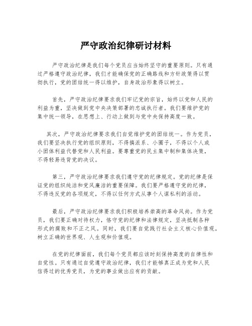 严守政治纪律研讨材料