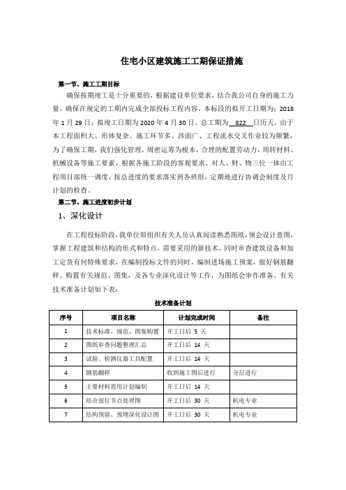 住宅小区建筑施工工期保证措施