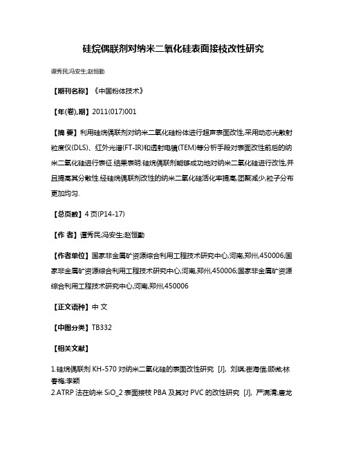 硅烷偶联剂对纳米二氧化硅表面接枝改性研究