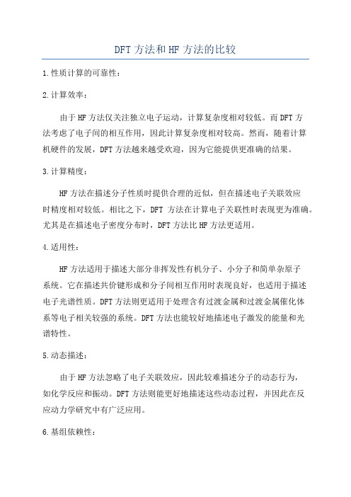 DFT方法和HF方法的比较