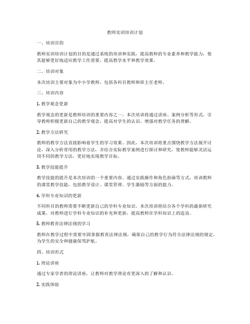 教师实训培训计划