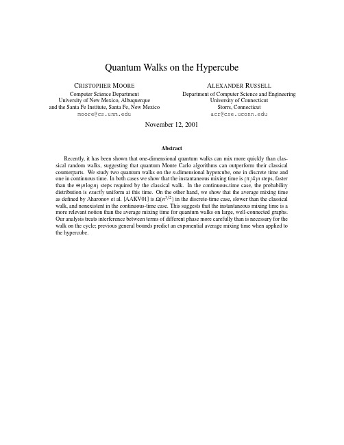 Quantum walks on the hypercube