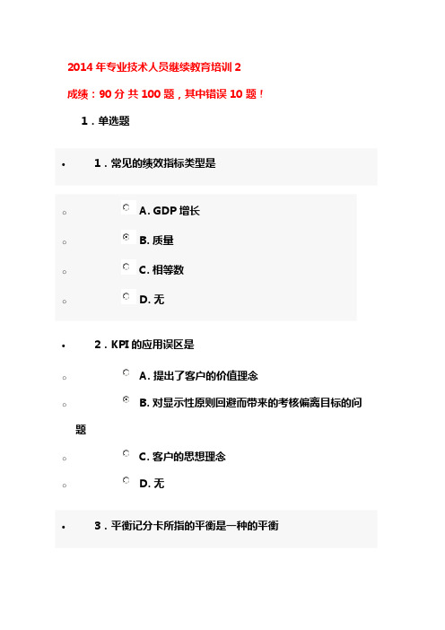 2014年专业技术人员继续教育培训2