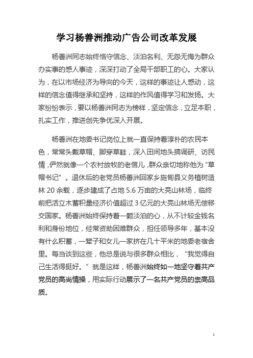 学习杨善洲同志先进事迹活动