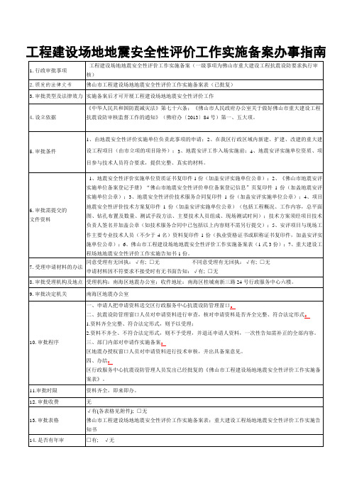 工程建设场地地震安全性评价工作实施备案办事