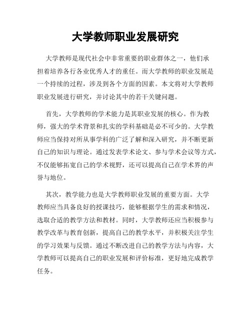 大学教师职业发展研究