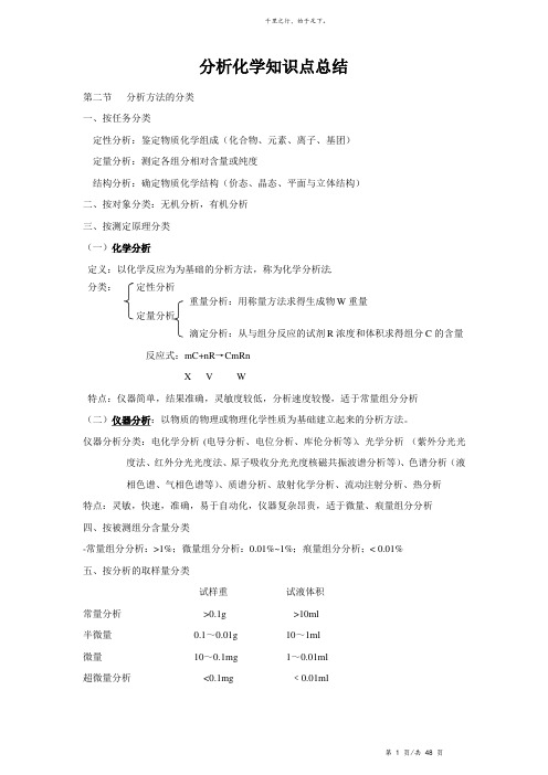 分析化学知识点总结 