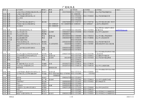 厂商联络表2