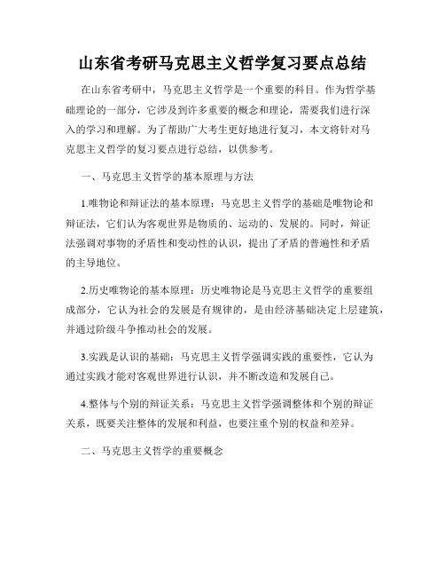 山东省考研马克思主义哲学复习要点总结