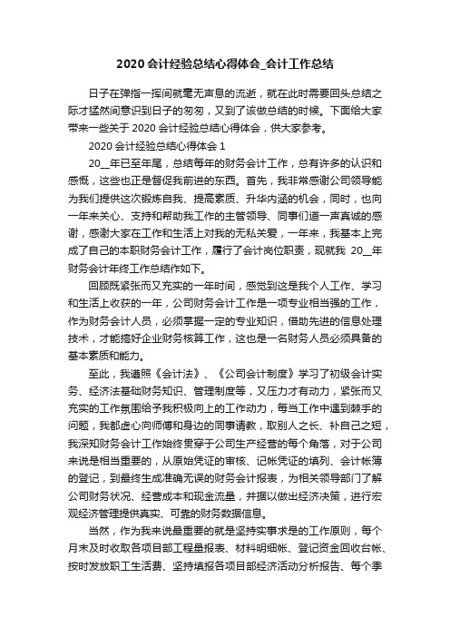 2020会计经验总结心得体会_会计工作总结