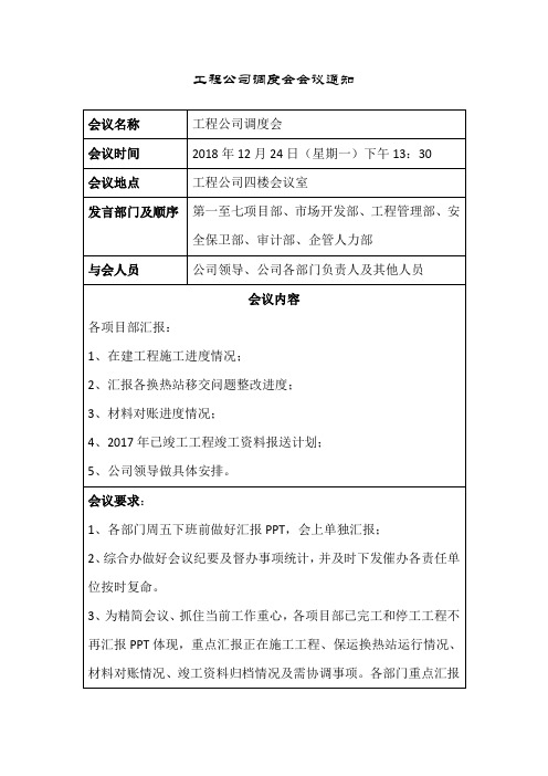 工程公司调度会会议通知18