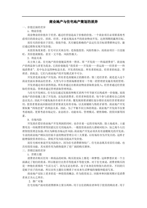 商业地产与住宅地产策划的差异