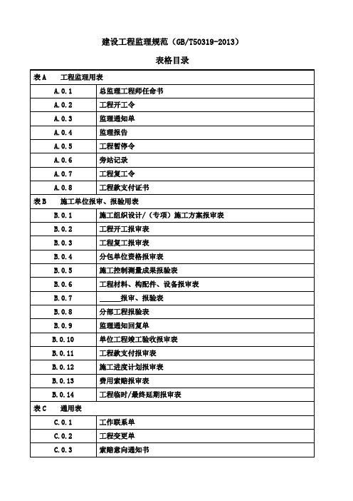 2013新规范监理表格(ABC类)