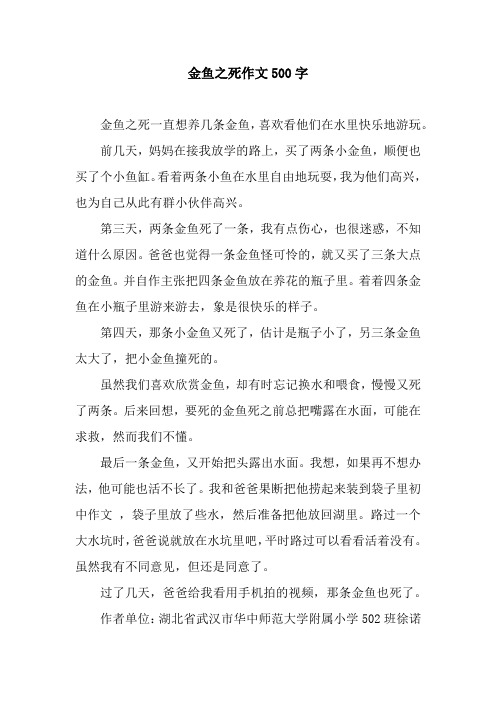 金鱼之死作文500字