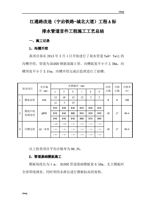 调研首件工程实施【施工总结】排水