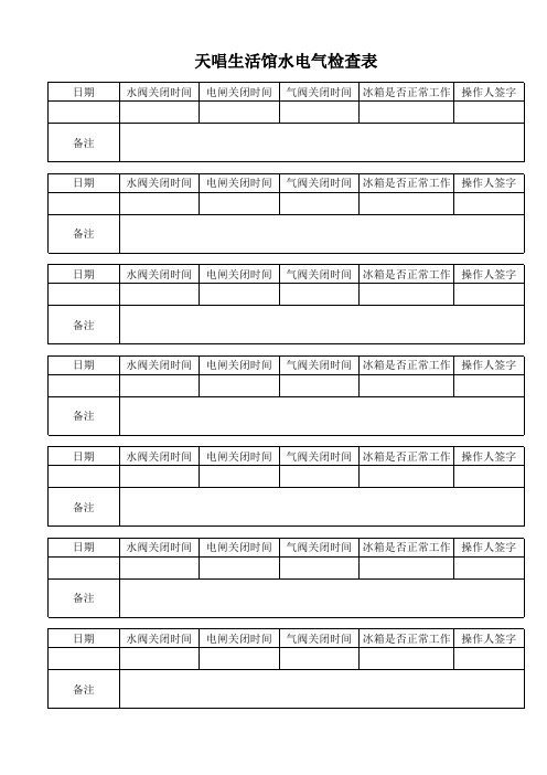 厨房水电气检查表