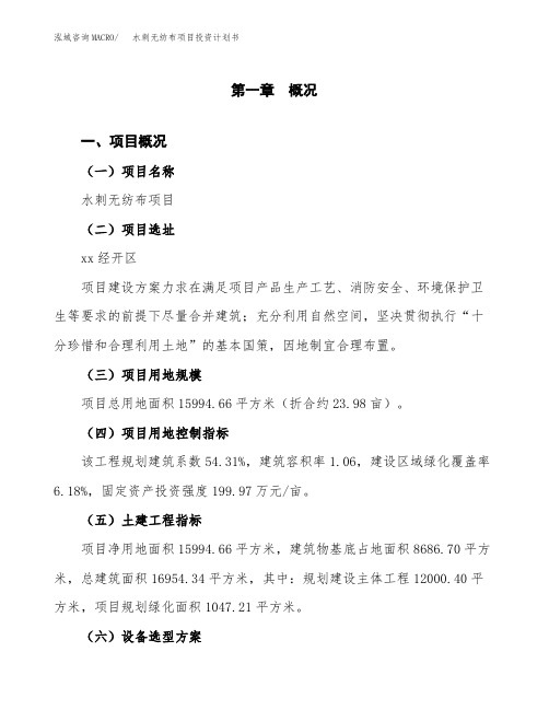 水刺无纺布项目投资计划书-项目规划 (3)