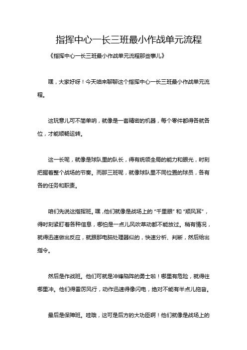 指挥中心一长三班最小作战单元流程