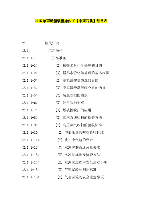 2015年丙烯腈装置操作工(高级)试题和答案详解