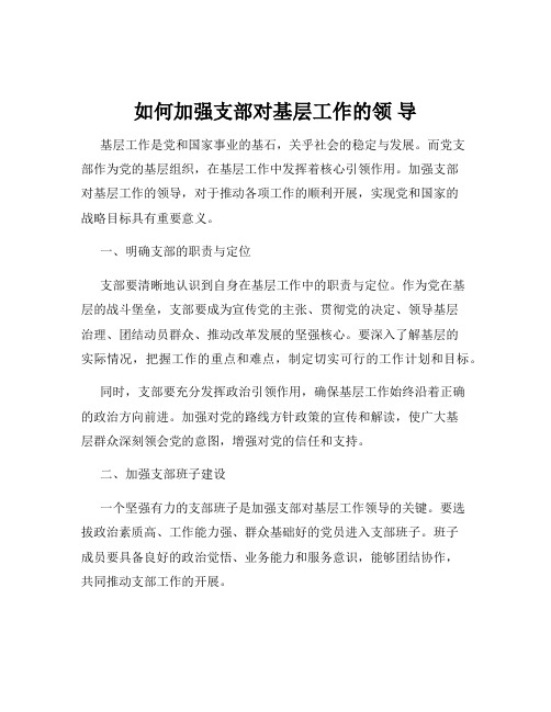 如何加强支部对基层工作的领 导