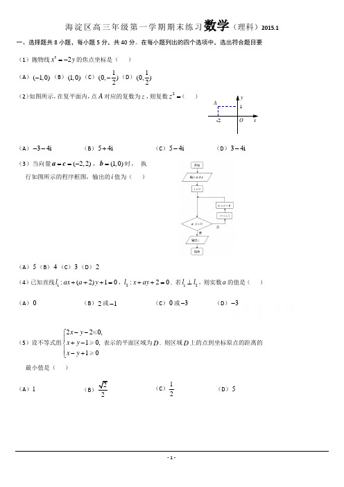 海淀区2015届高三上期末练(理)Word含答已整理)课件