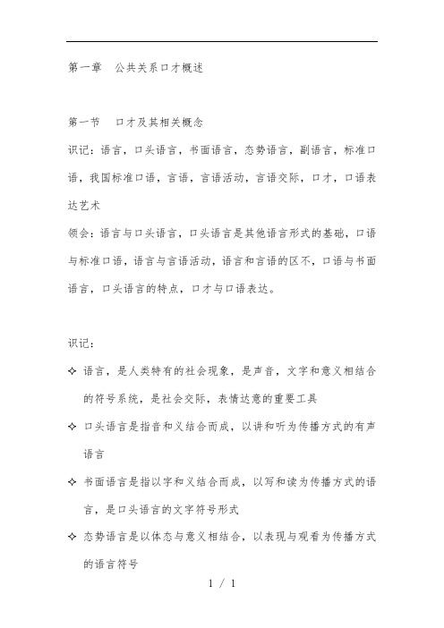 公共关系口才重点