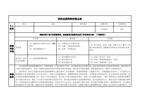 2014信息技术远程网络研修总结初中