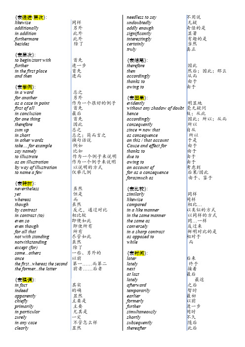 高中英语作文连接词重难点整理汇编