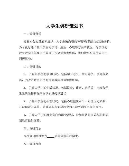 大学生调研策划书