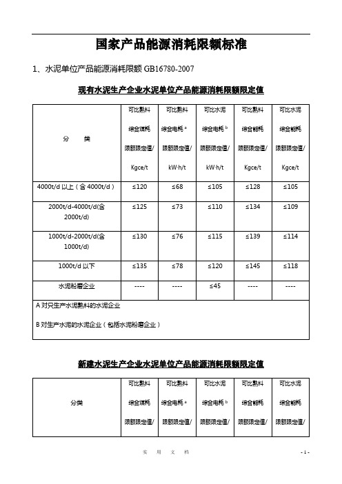 国家能源消耗限额标准(教与学)