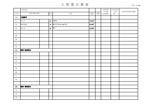 工程量计算表格(精装)xls