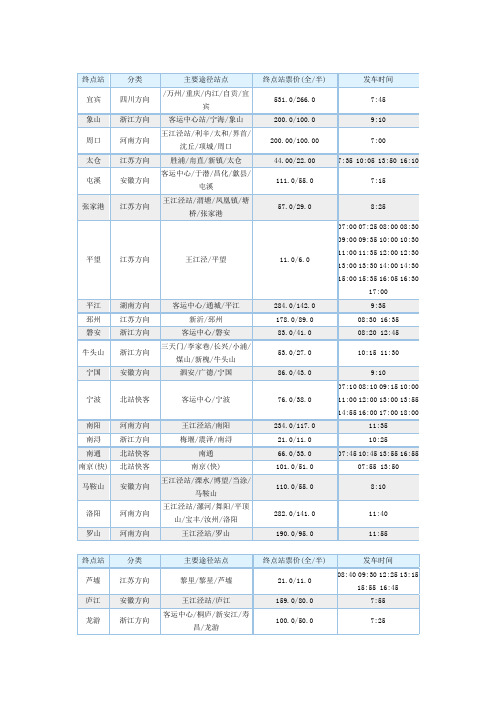 2014嘉兴汽车客运时刻表