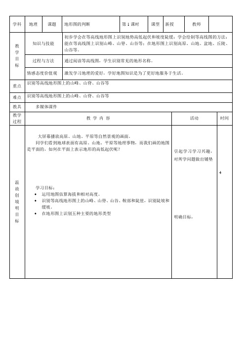 人教版地理七年级上册地形图的判断(第一课时)