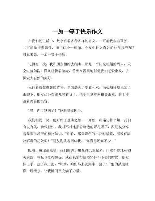 一加一等于快乐作文