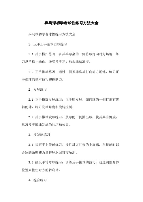 乒乓球初学者球性练习方法大全