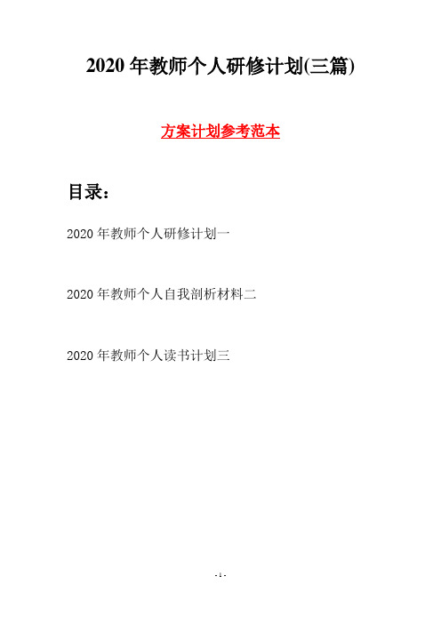 2020年教师个人研修计划(三篇)