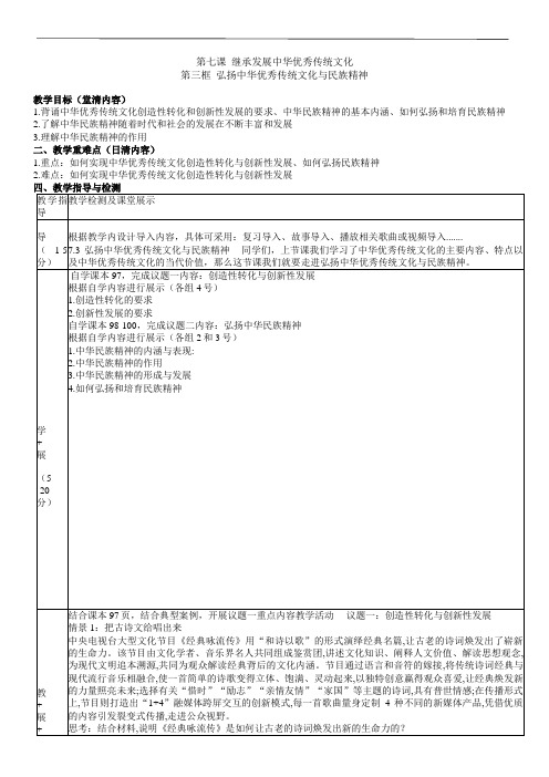 2023-2024年人教版高中政治7.3    弘扬中华优秀传统文化与民族精神