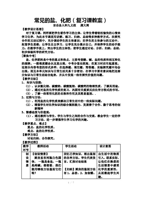 常见的盐、化肥(复习课教案)