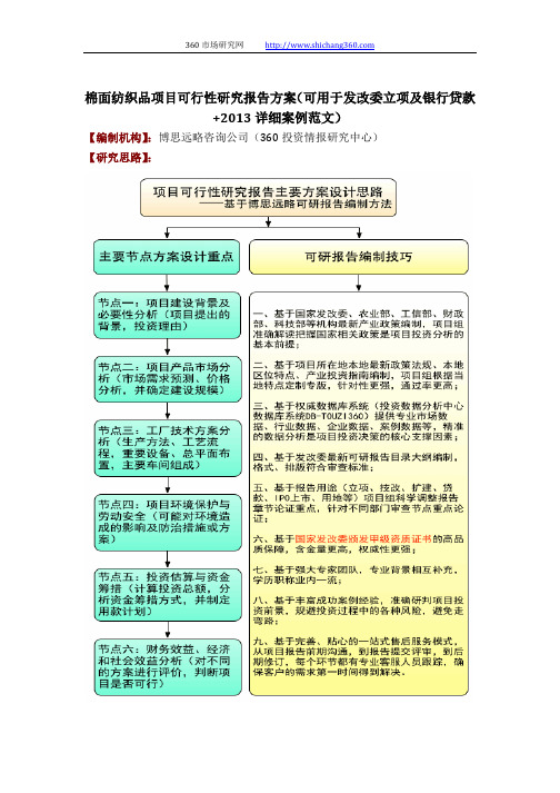 全程编制棉面纺织品项目可行性研究报告方案(可用于发改委立项及银行贷款+2013详细案例范文)