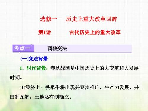 2018届高考历史一轮复习鸭部分历史上重大改革回眸第1讲古代历史上的重大改革课件