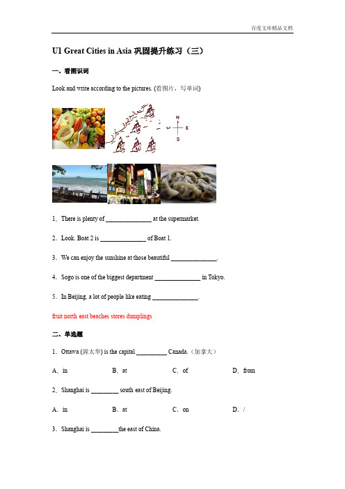 牛津上海版六年级下册Unit1 Great cit-ies in Asia巩固提升练习%28三)(