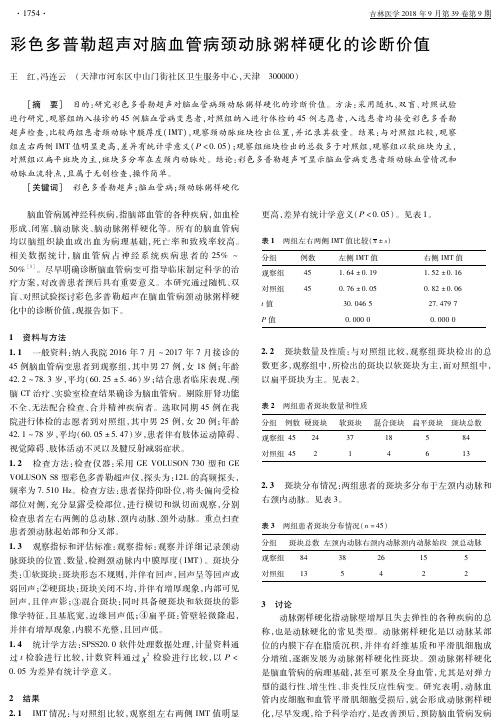 彩色多普勒超声对脑血管病颈动脉粥样硬化的诊断价值